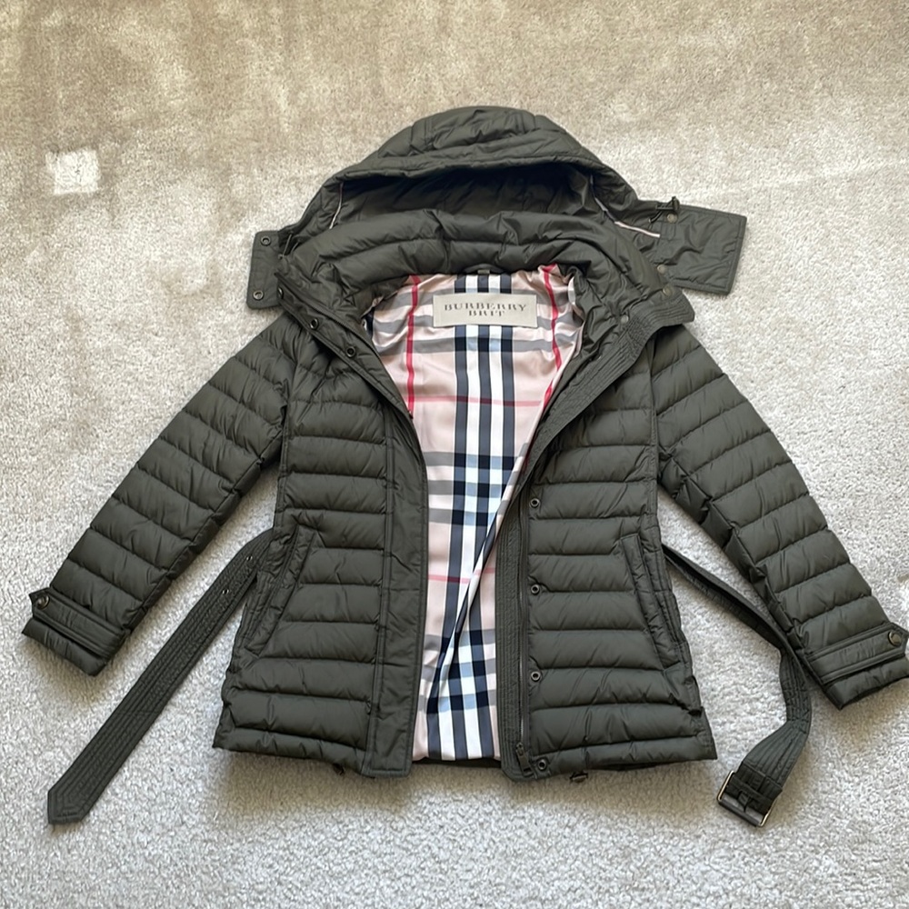 Burberry Olive Green Puffer Jacket